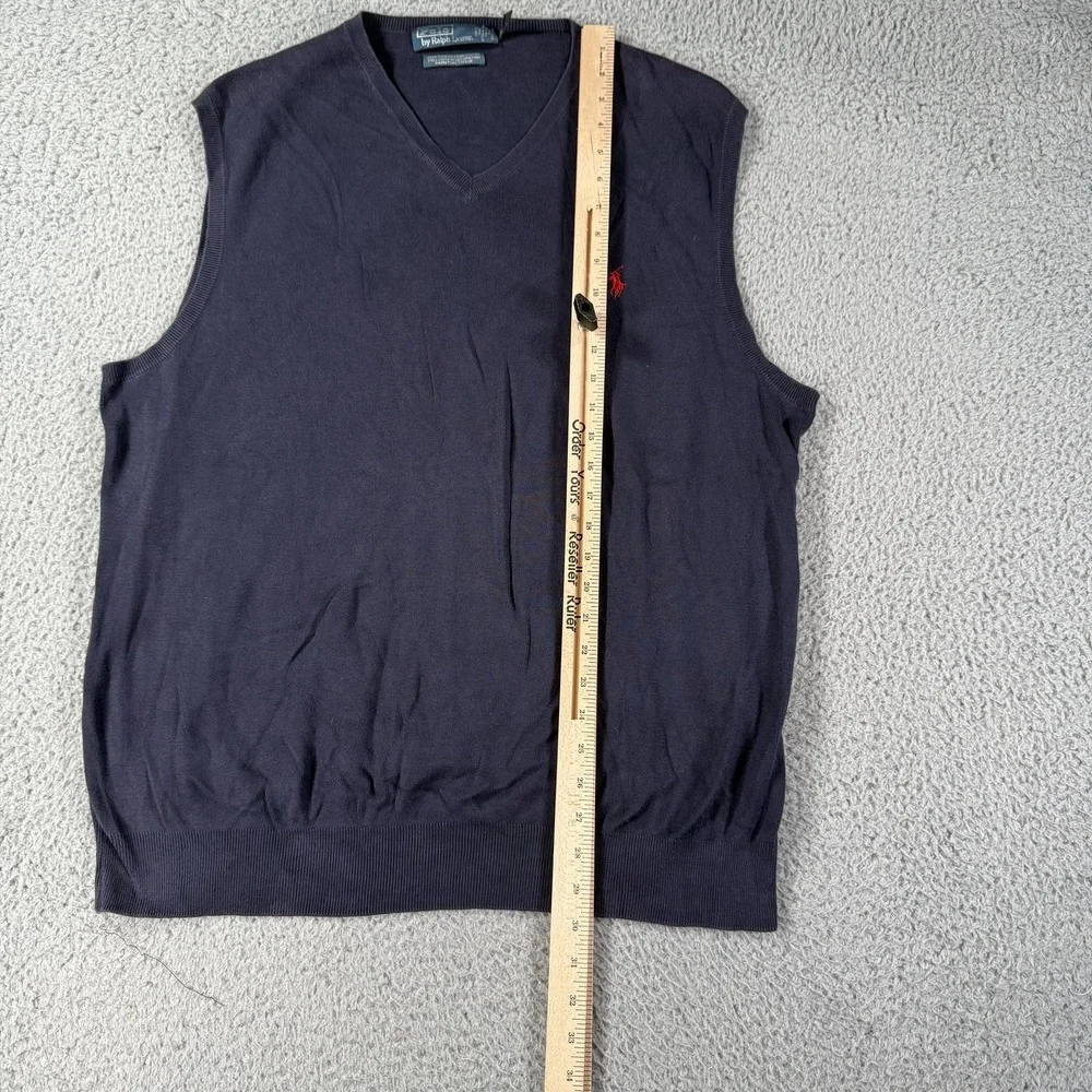 Polo Ralph Lauren Sweater Vest Mens XL Tall Navy Blue V Neck Sleeveless Pullover